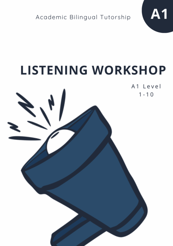 ESL Listening Workshop A1 booklet cover – printable English listening worksheets PDF with audio QR codes