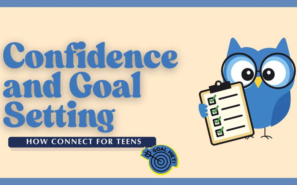 Cover image for 'Confidence and Goal Setting' featuring a blue owl mascot with a checklist.