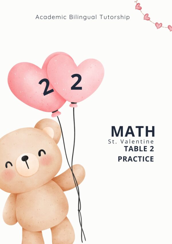 2 times table worksheets with Valentine skip counting and multiplication activities